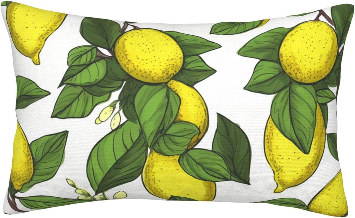 Velvet Pillowcase Standard Size 20"x30", Super Soft Fuzzy Pillow Case with Hidden Zipper, Luxury Plush Pillow Shams for Bedroom, Sofa, Couch Yellow Fresh Lemons Pillow Cover