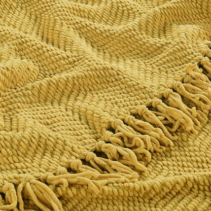 Yellow Throw Blanket Knitted Tweed Throw 60'' x 80'', Lemon Curry, Super Soft Cozy Warm Comfortable Breathable Throw for Living Room Chair Couch Bed Sofa Bedroom Home Décor