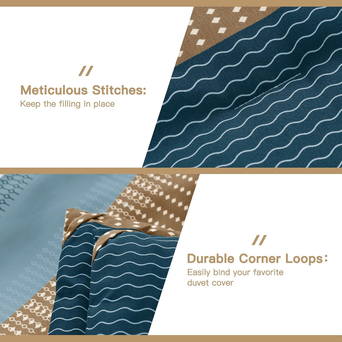 Queen Comforter Set - 3 Pieces Stripe Bedding Comforter Sets