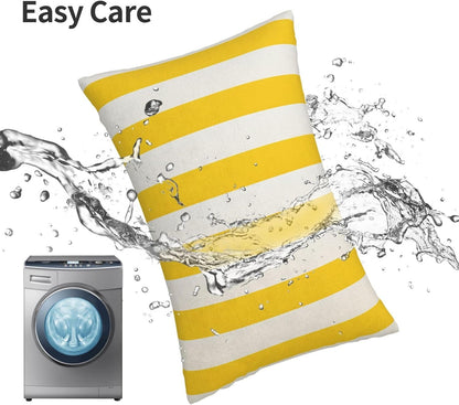 Lemon Yellow Stripes Standard Pillowcases Sets of 2, Ultra Soft Microfiber Plush Pillow Cases 20"X30" Comfort Decorative Throw Pillow Cover with Hidden Zipper for Bedroom, Sofa, Couch