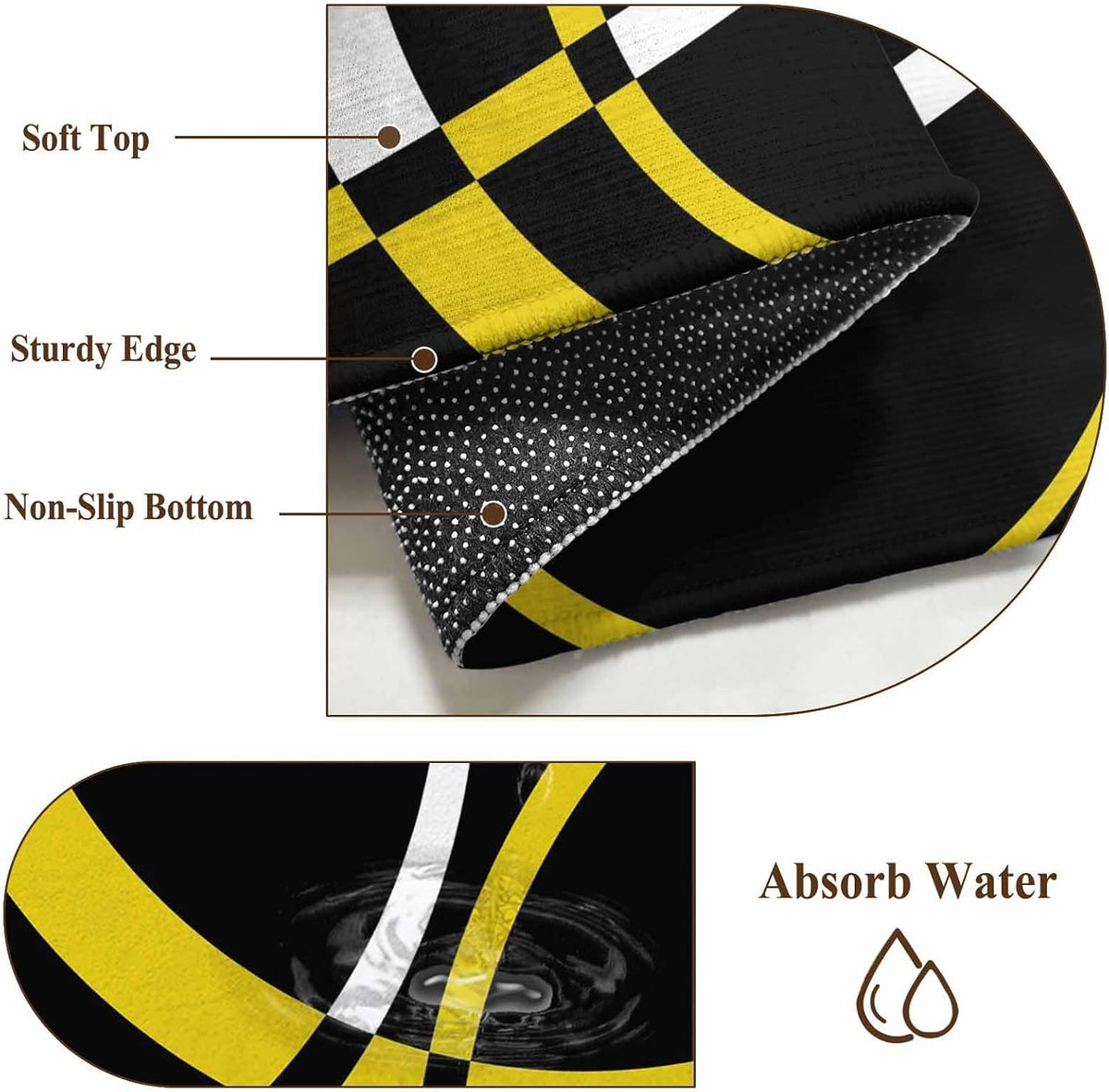 4x6 Modern Abstract Art Area Rug for Bedroom Small Living Room, Washable Low Pile Non Slip Rug Yellow White Geometric Circle