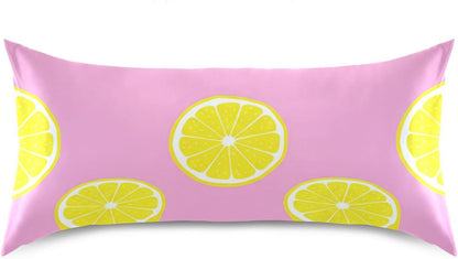 Yellow Lemons Satin Pillowcase for Hair and Skin, Soft Breathable Pillow Case Anti-Wrinkle Cooling Silk Pillow Cover with Envelope Closure for Bedroom, Standard 20 x 26 Inches